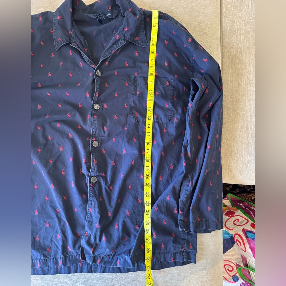 Polo Ralph Lauren Pajama Shirt Men’s XL Navy Allover Pony Print 100% Cotton - Picture 8 of 8